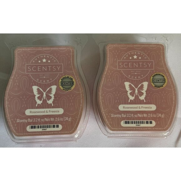 SCENTSY Pack of 2 Rosewood and Freesia 2.6oz Wax Bars NEW - Picture 1 of 5